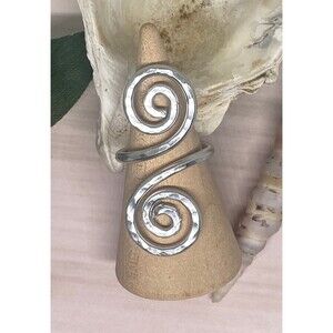 Textured Aluminum Adjustable Swirl Ring Boho